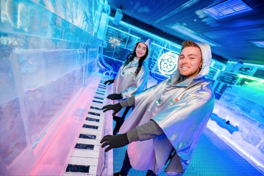 Prague: Entry ticket to Ice Pub Prague with Nightclub Option - Walking into the ice room: -7°C, cozy gear, and what happens first
