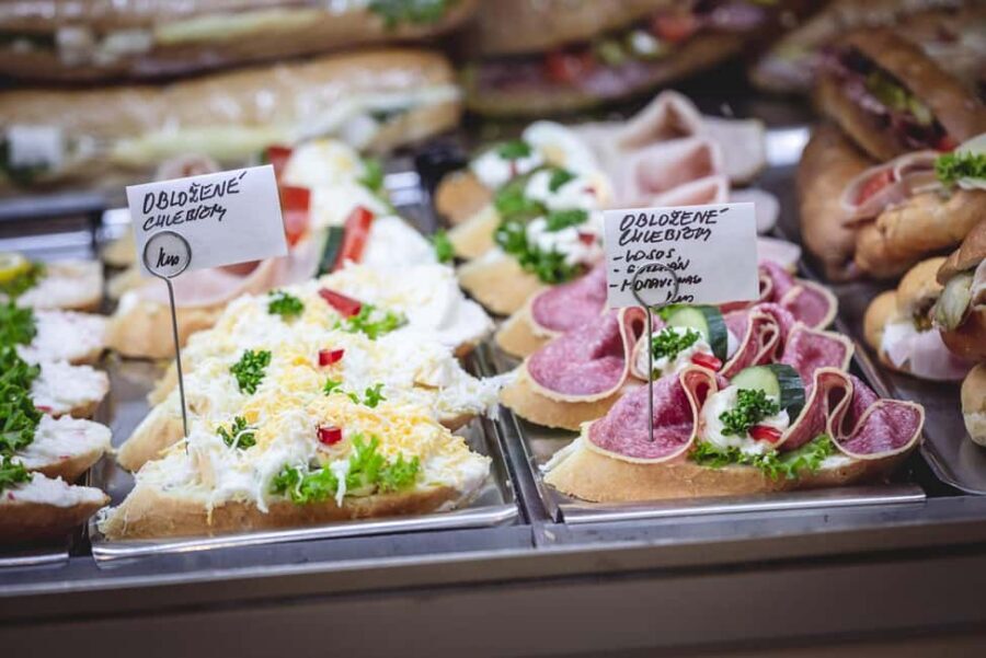 Secret walking Food Tour Prague - Stop 1: chlebíčky at a traditional deli