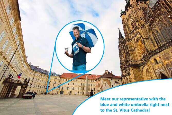 Skip the Line: Prague Castle Ticket and Introductory Overview - Where to meet: St. Vitus Cathedral and the blue umbrella trick